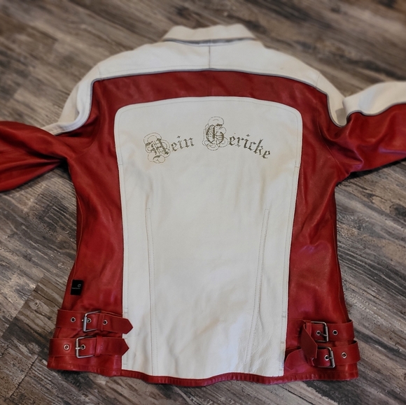 Hein Gericke Leather Motorcycle Jacket Red Black Protective Women's 14 / XL - Picture 3 of 11